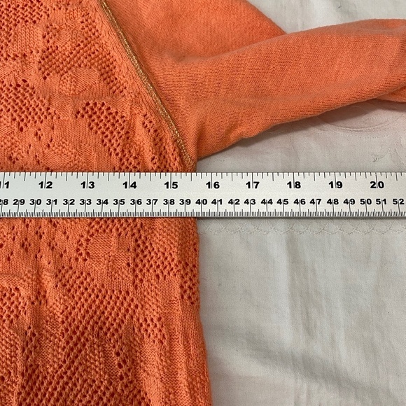 Anthropologie MOTH Women's‎ Peach Open Crochet Long Sleeve Lightweight Sweater S - Picture 8 of 11